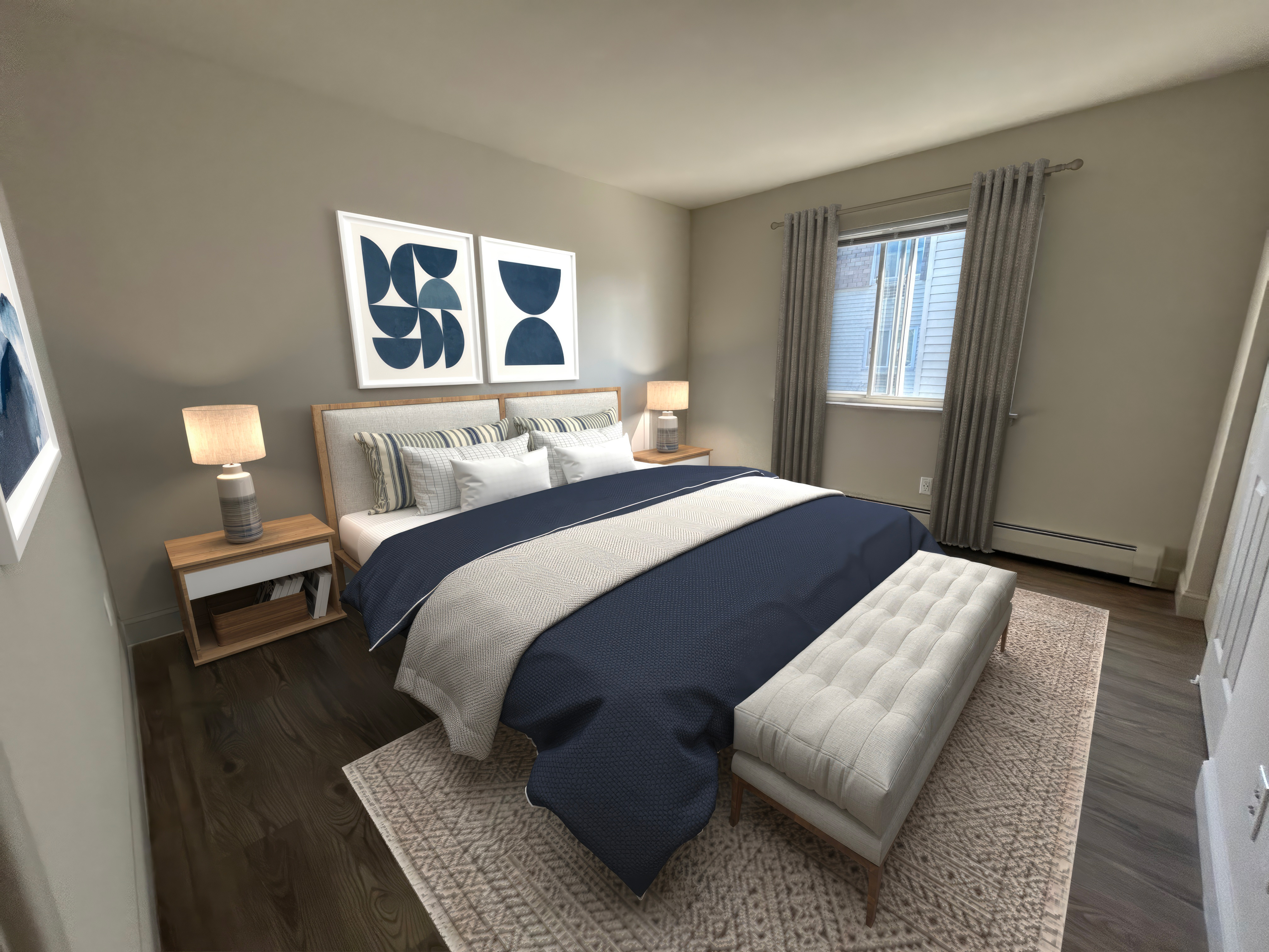Updated bedroom at Cypress Apartments, Bridgeport CT
