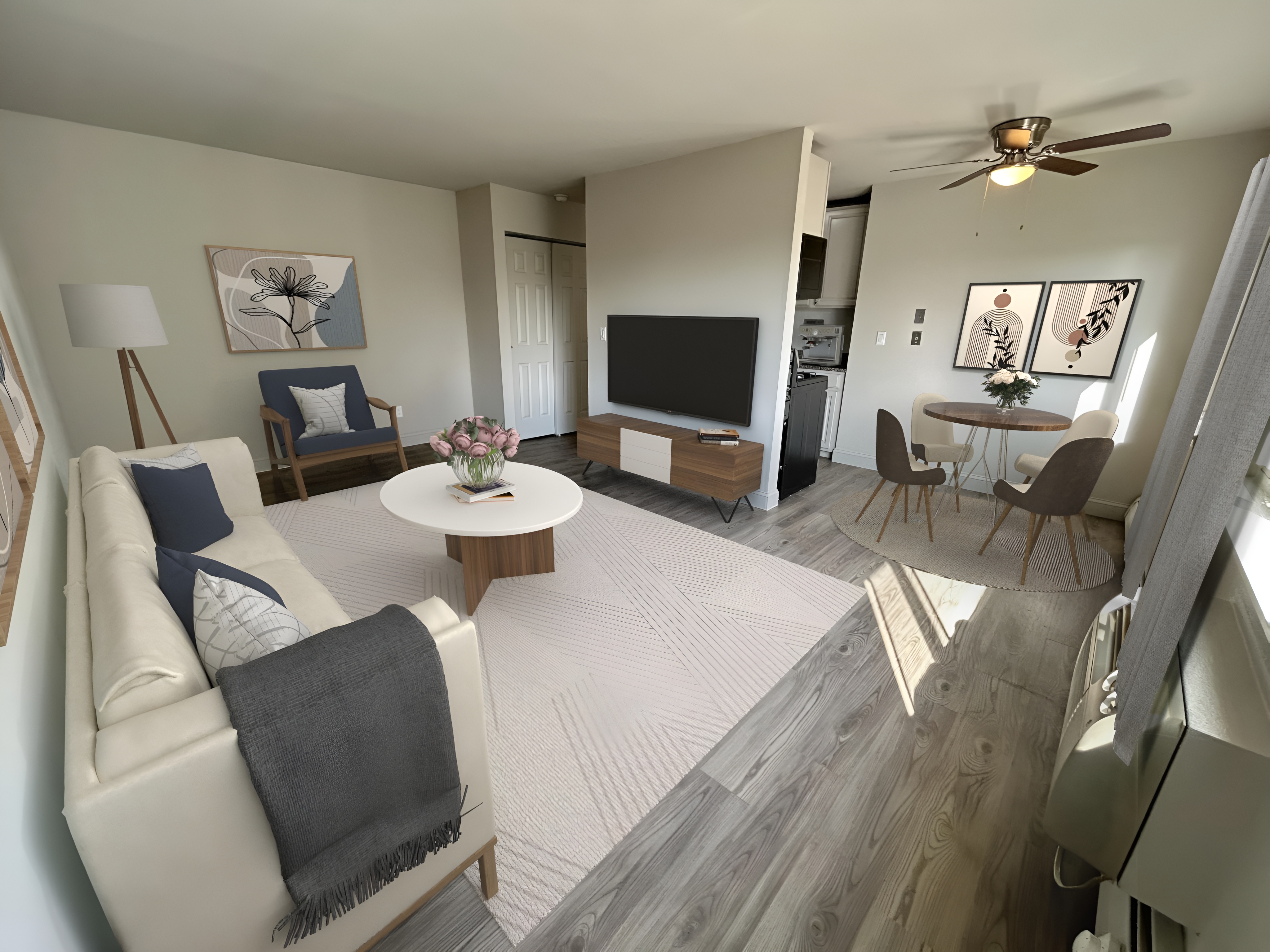 Open living area at Cypress Apartments, Bridgeport CT