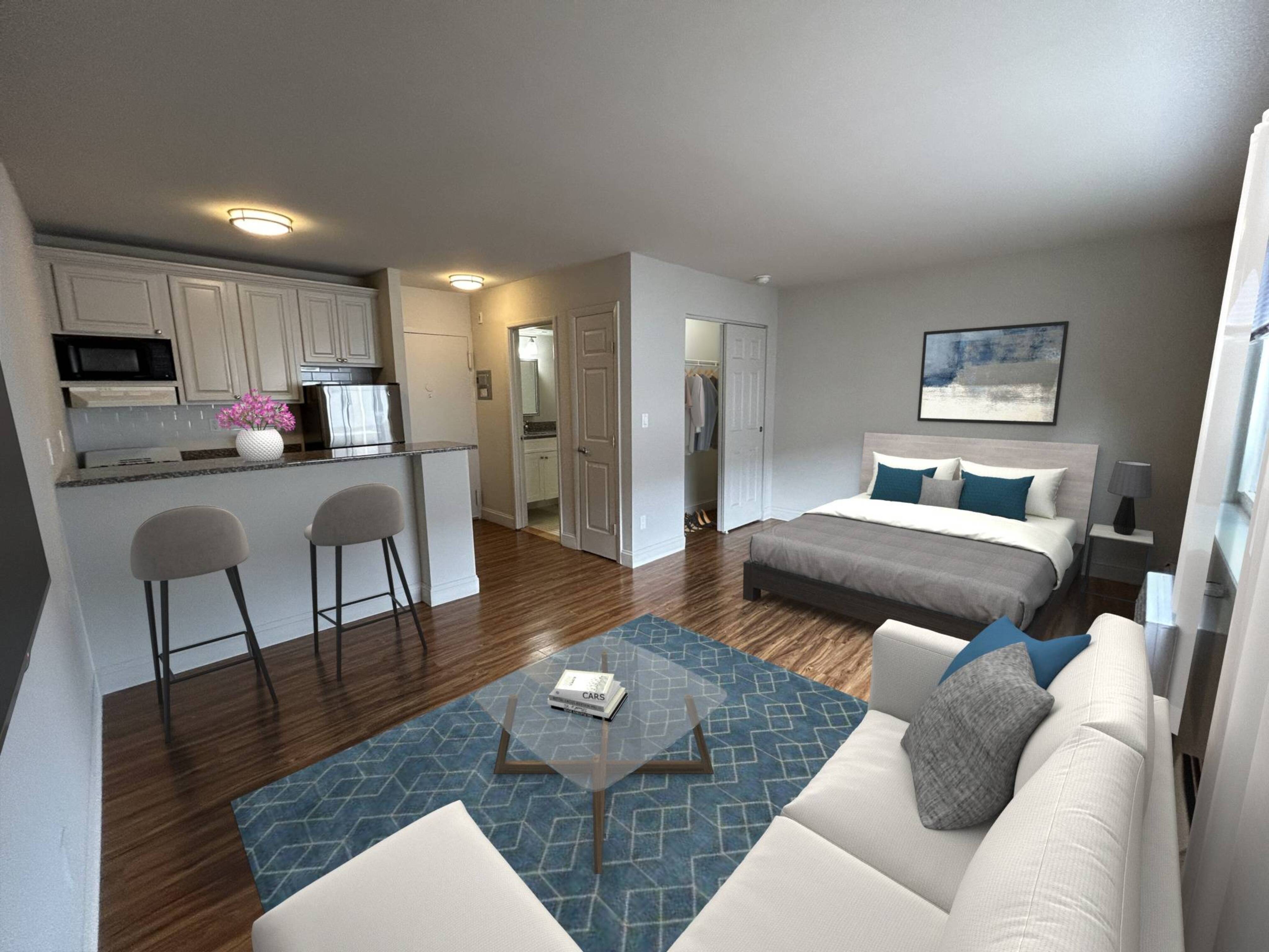 Studio apartment layout at Cypress Apartments, Bridgeport CT