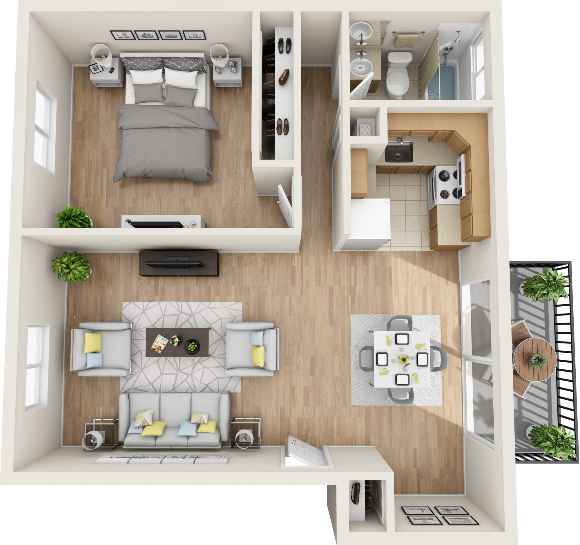 One Bedroom floor plan at Dutchess Apartments, Poughkeepsie, NY