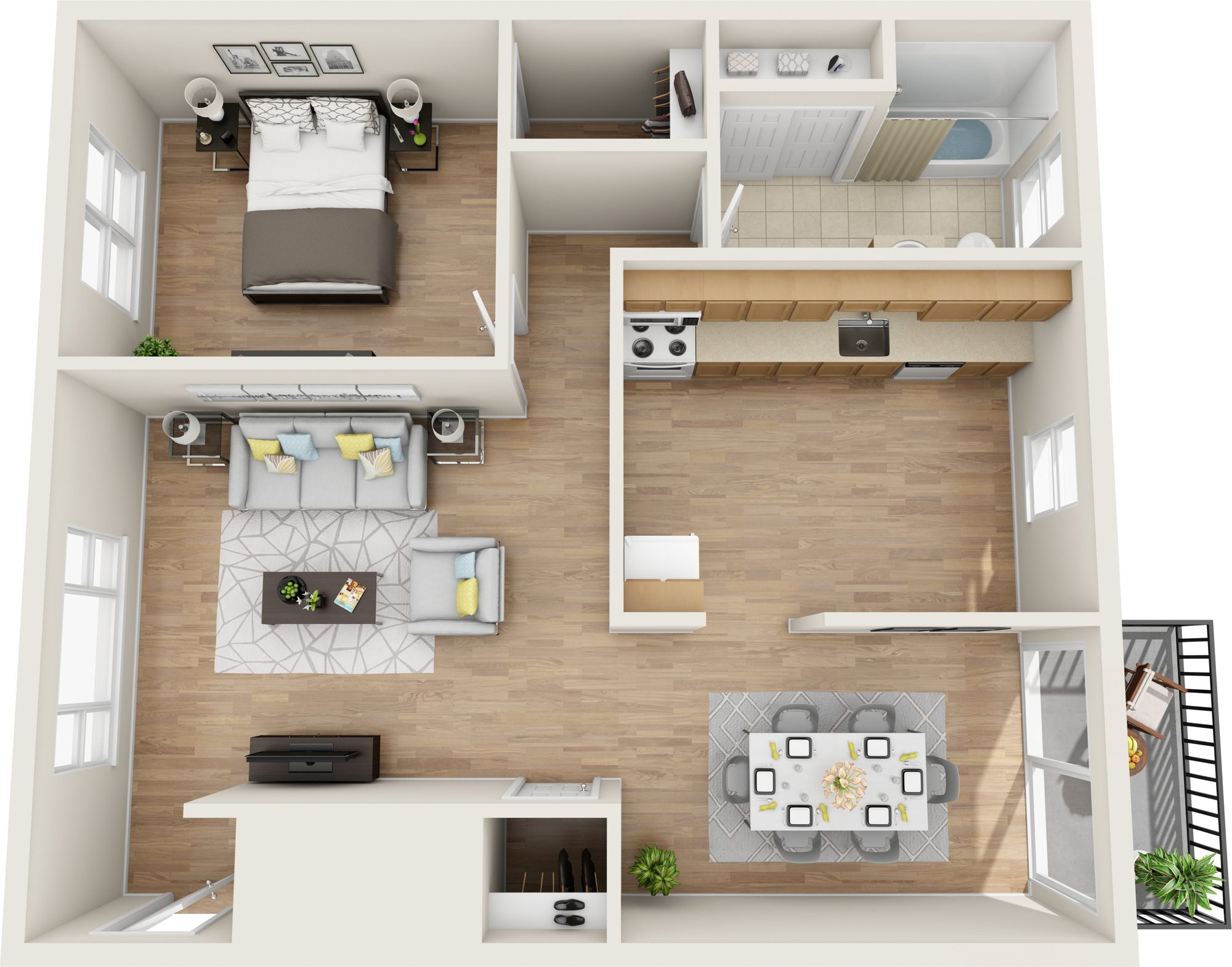 One Bedroom Premium floor plan at Ridgefield Apartments, Poughkeepsie, NY