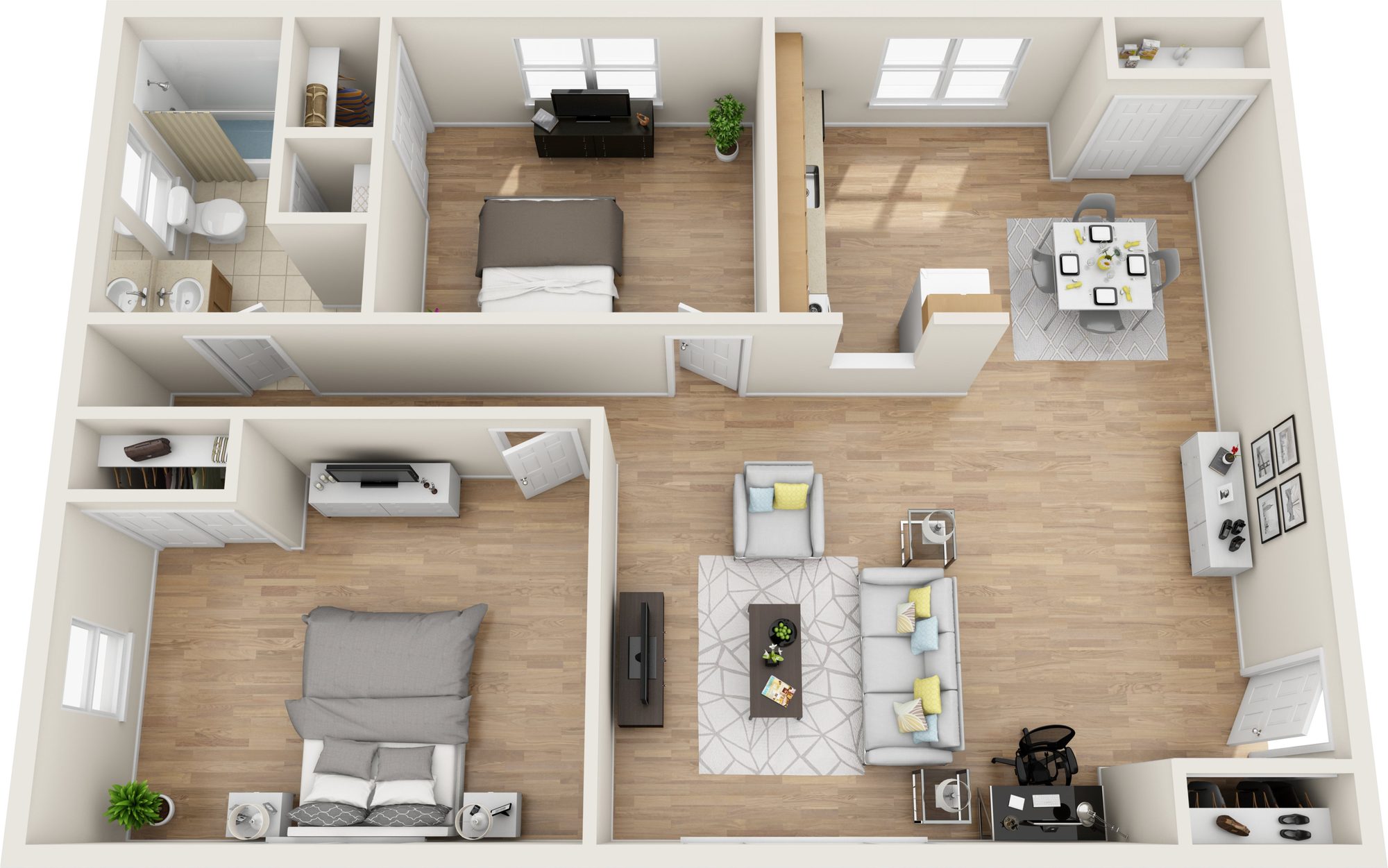 Two Bedroom Deluxe floor plan at Ridgefield Apartments, Poughkeepsie, NY