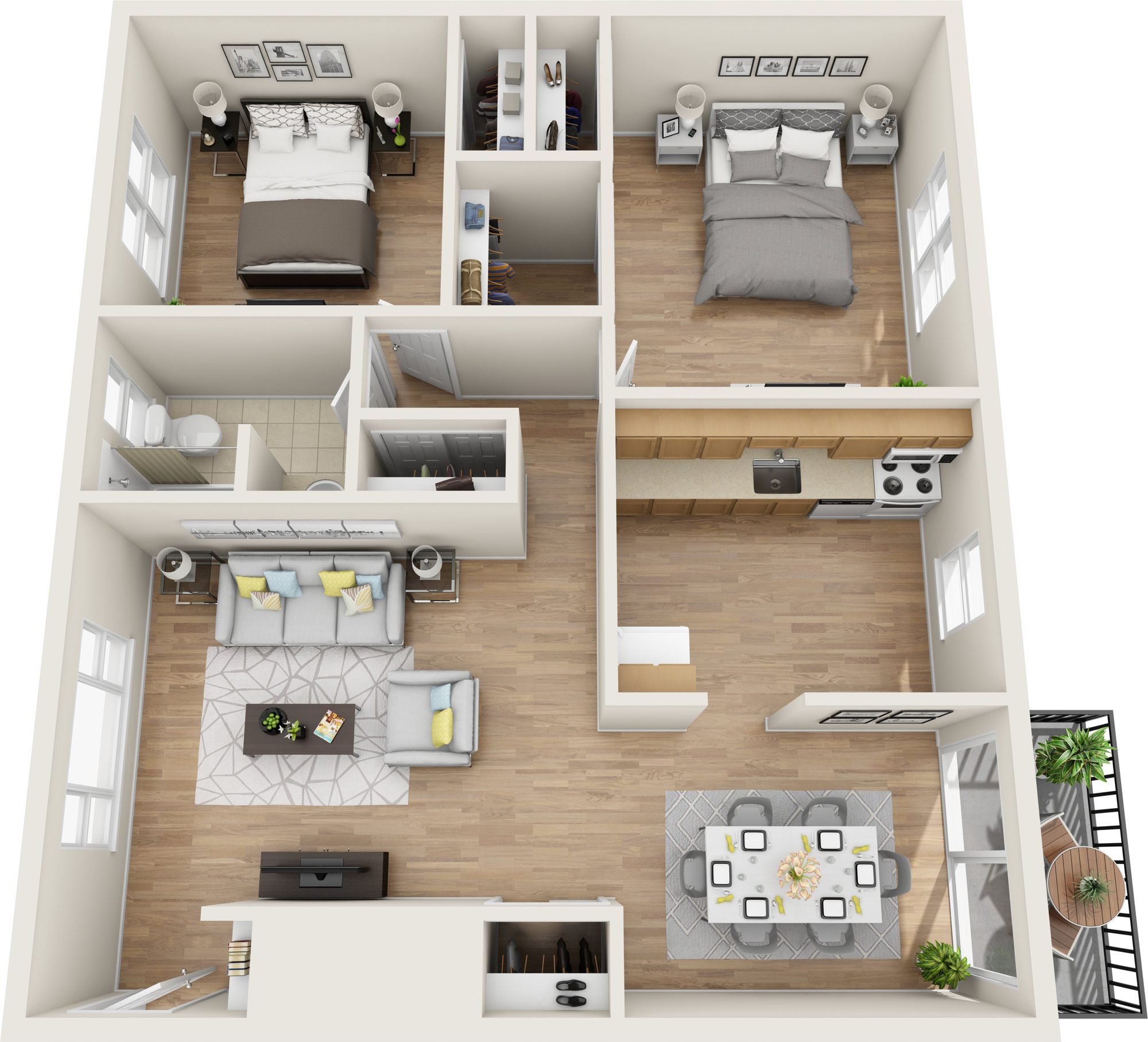 Two Bedroom Premium floor plan at Ridgefield Apartments, Poughkeepsie, NY