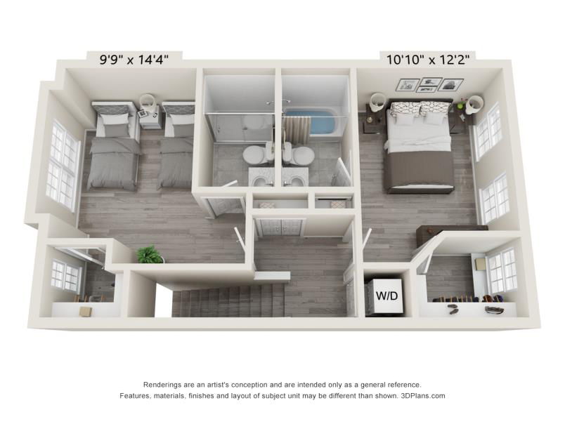 Three-Story Townhouse floor plan at Townhomes at Colonial Village, Glastonbury, CT